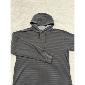 DC Shoe Co Hoodie Mens Large Black Gray Stripe Pullover Long Sleeve Skate